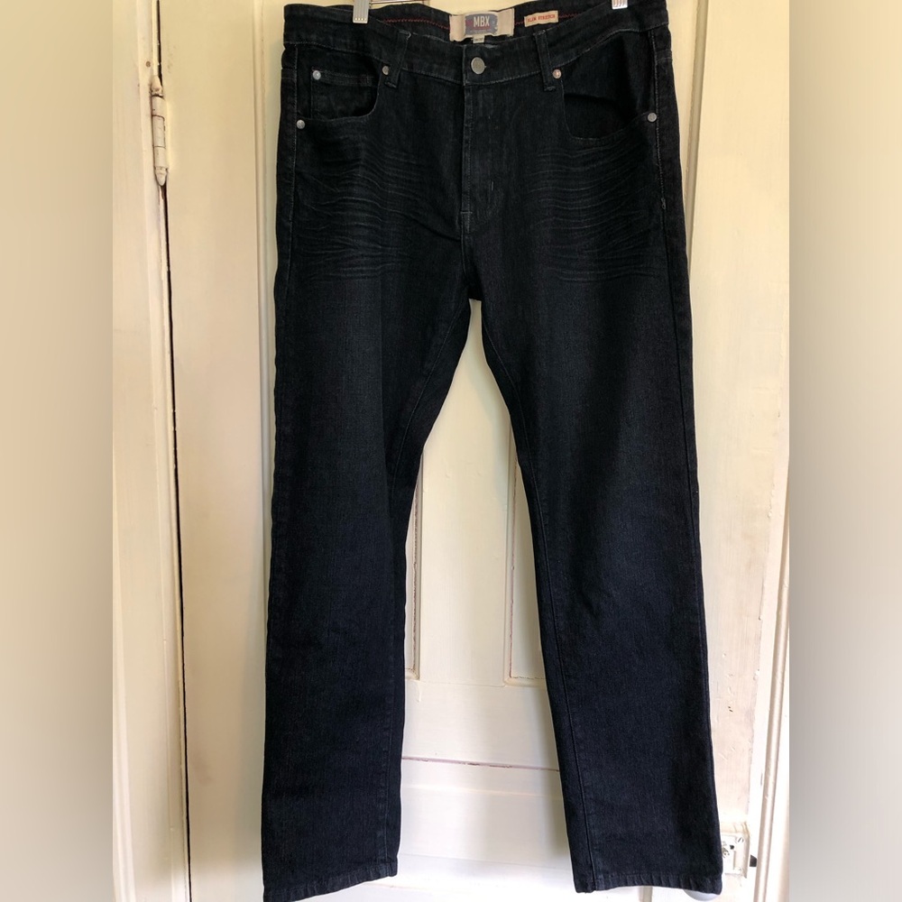 MBX Men's Blue/Black Straight Jeans